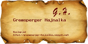 Gremsperger Hajnalka névjegykártya